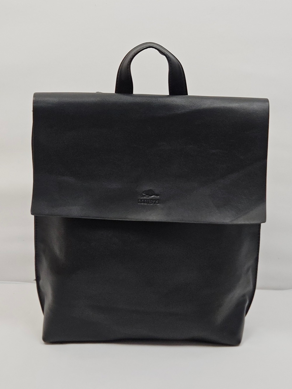 Roots 73 Black Leather Backpack Minimalist Structured Top Handle Bag - Picture 1 of 10